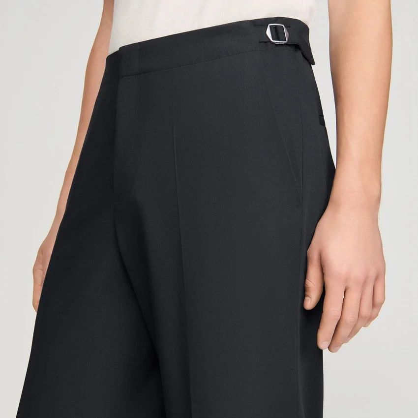 Wide-leg wool trousers with buckles Wide-leg wool trousers with buckles