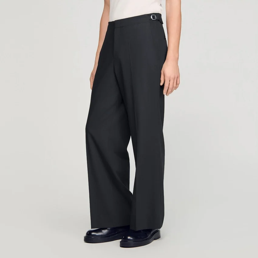 Wide-leg wool trousers with buckles Wide-leg wool trousers with buckles