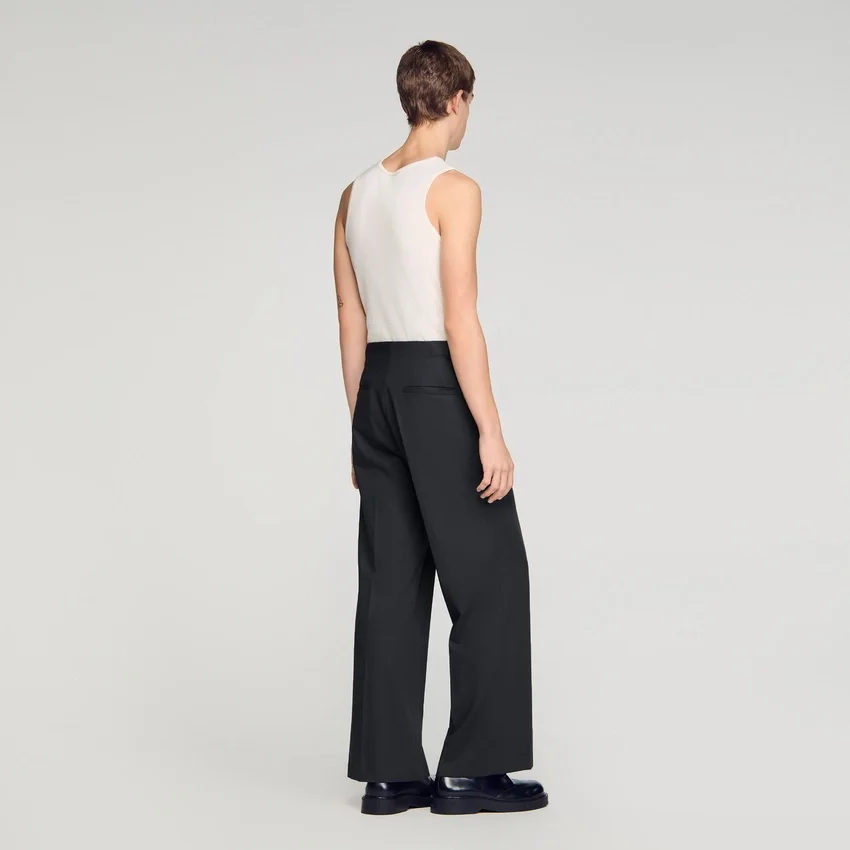 Wide-leg wool trousers with buckles Wide-leg wool trousers with buckles