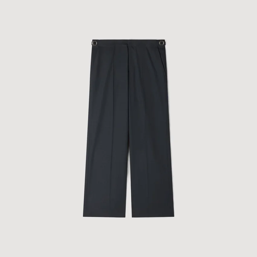 Wide-leg wool trousers with buckles Wide-leg wool trousers with buckles