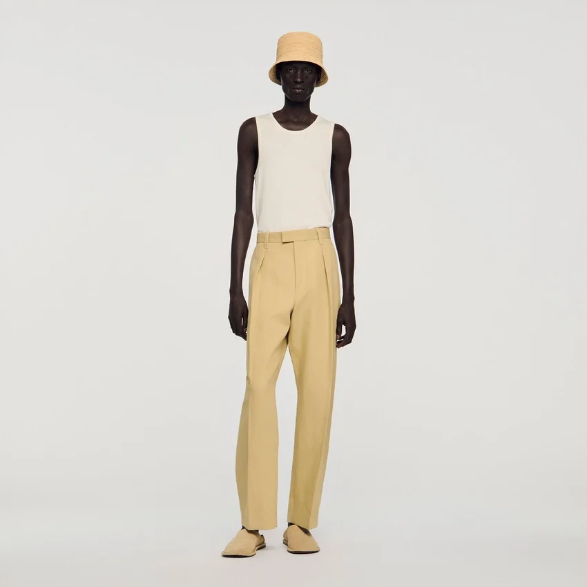 Wide pleated cotton-linen trousers Wide pleated cotton-linen trousers