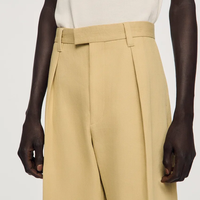 Wide pleated cotton-linen trousers Wide pleated cotton-linen trousers