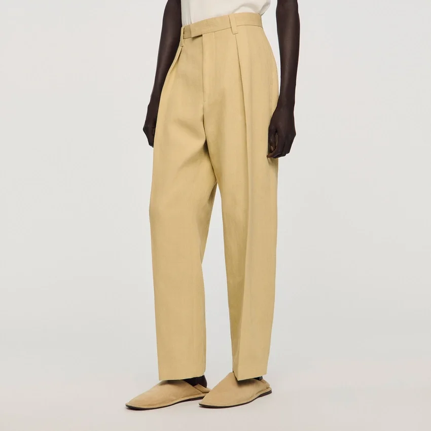 Wide pleated cotton-linen trousers Wide pleated cotton-linen trousers