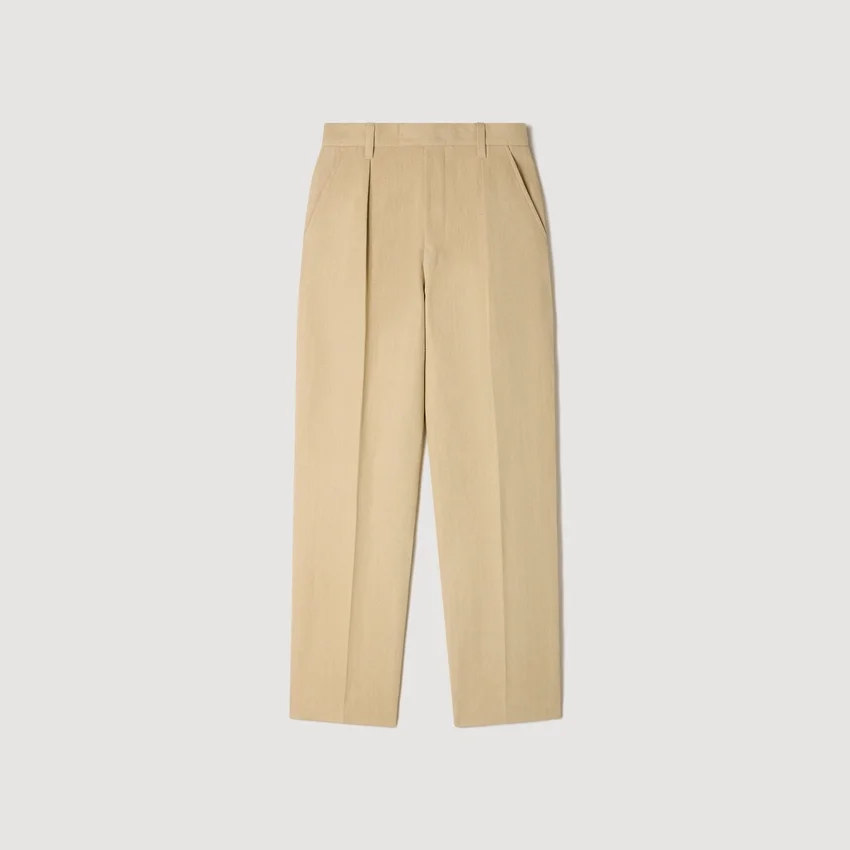 Wide pleated cotton-linen trousers Wide pleated cotton-linen trousers