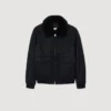 Wool aviator jacket with shearling