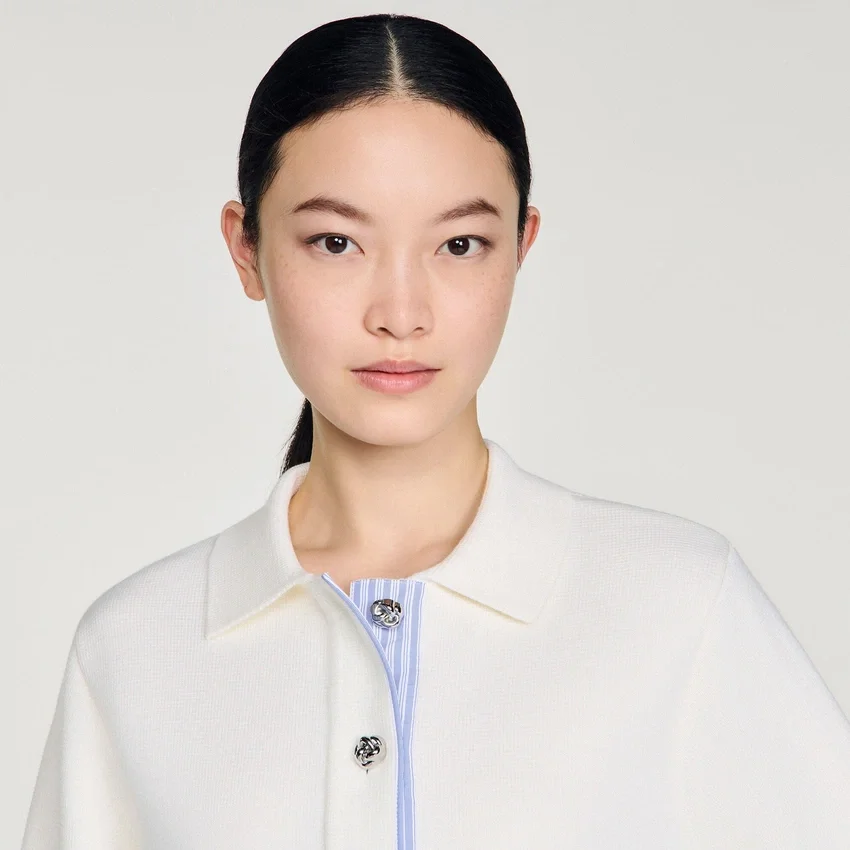 Wool cardigan with a polo collar Wool cardigan with a polo collar