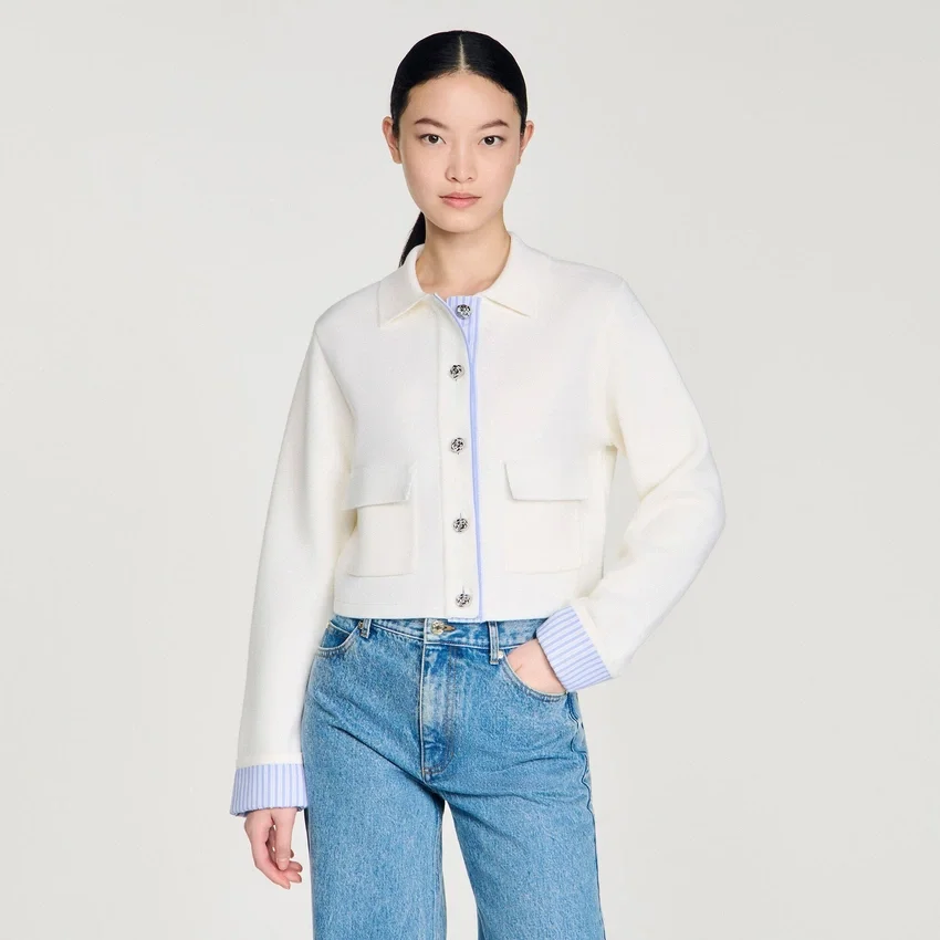 Wool cardigan with a polo collar Wool cardigan with a polo collar