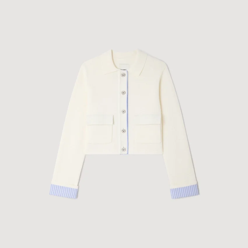 Wool cardigan with a polo collar Wool cardigan with a polo collar