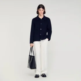 Wool jacket with regular collar
