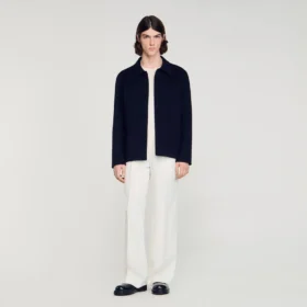 Wool jacket with regular collar