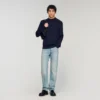 Wool sweater with high neck