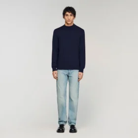 Wool sweater with high neck
