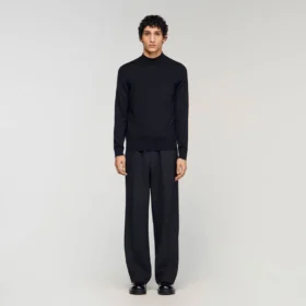Wool sweater with high neck