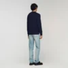 Wool sweater with high neck