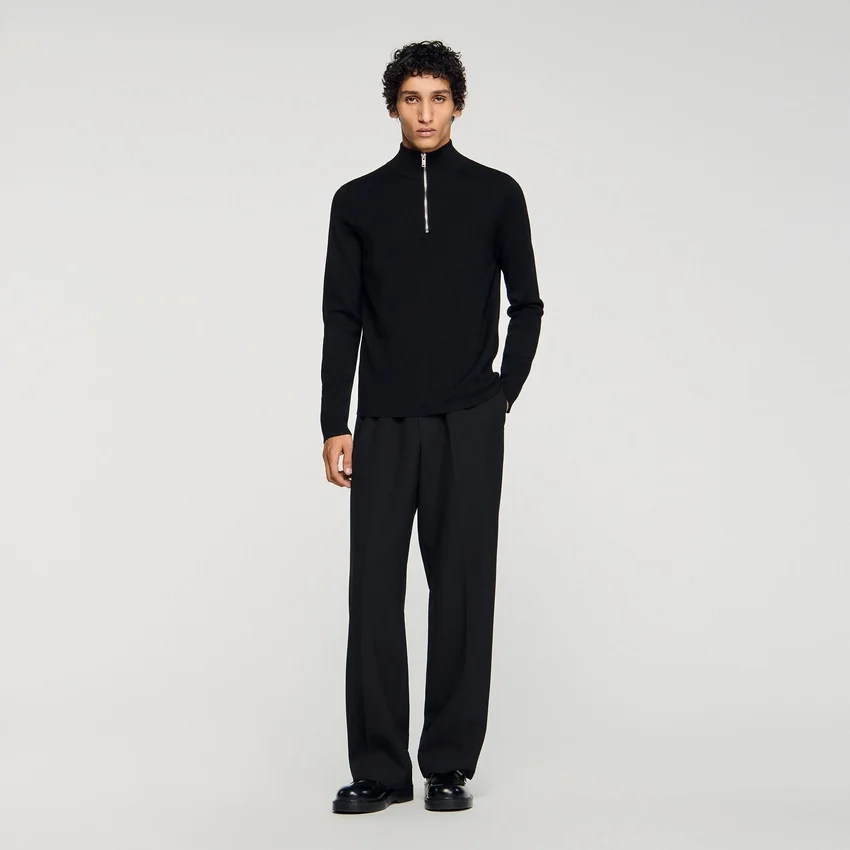 Wool sweater with zip collar Wool sweater with zip collar