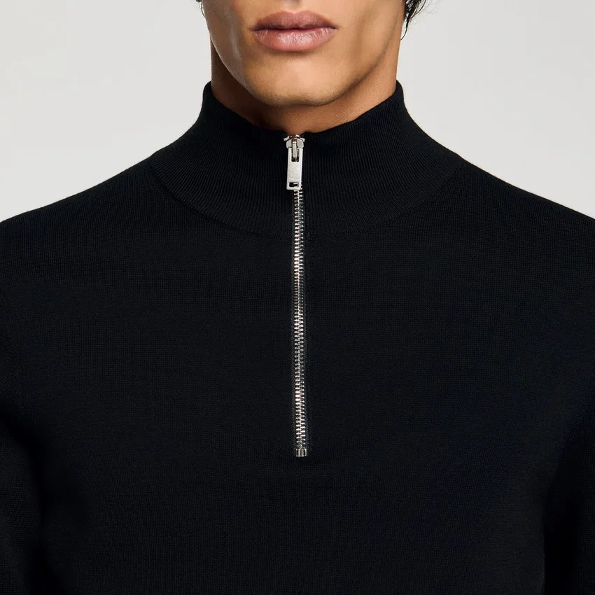 Wool sweater with zip collar Wool sweater with zip collar