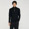Wool sweater with zip collar Wool sweater with zip collar
