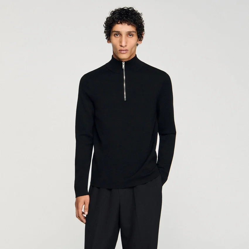 Wool sweater with zip collar Wool sweater with zip collar