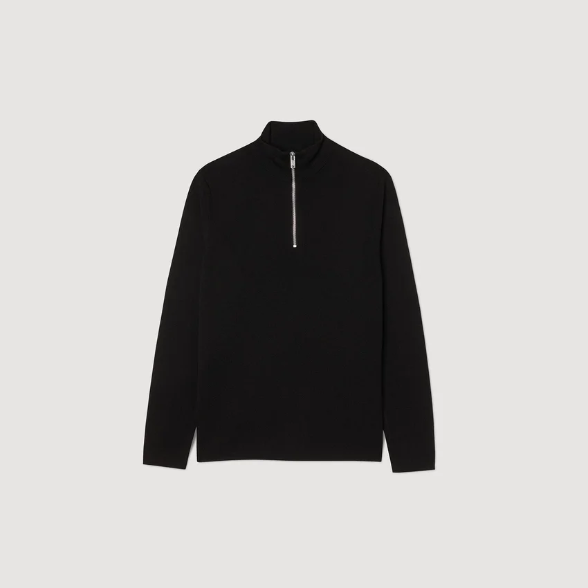 Wool sweater with zip collar Wool sweater with zip collar