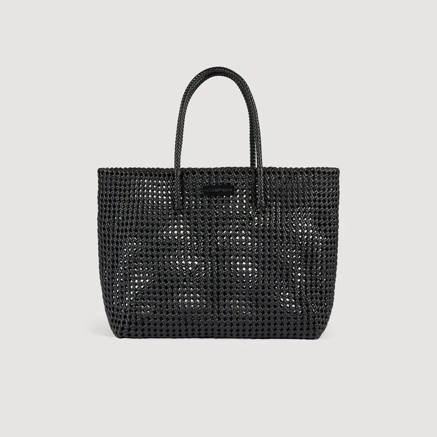 Woven tote bag with patch Woven tote bag with patch