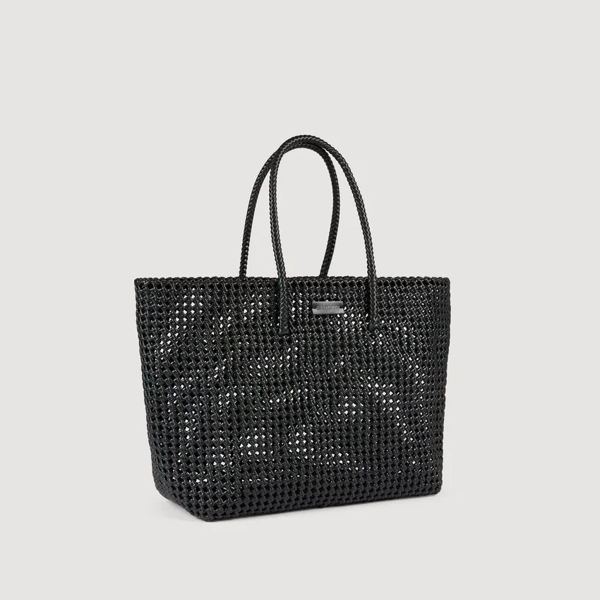 Woven tote bag with patch Woven tote bag with patch