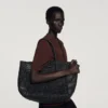 Woven tote bag with patch Woven tote bag with patch