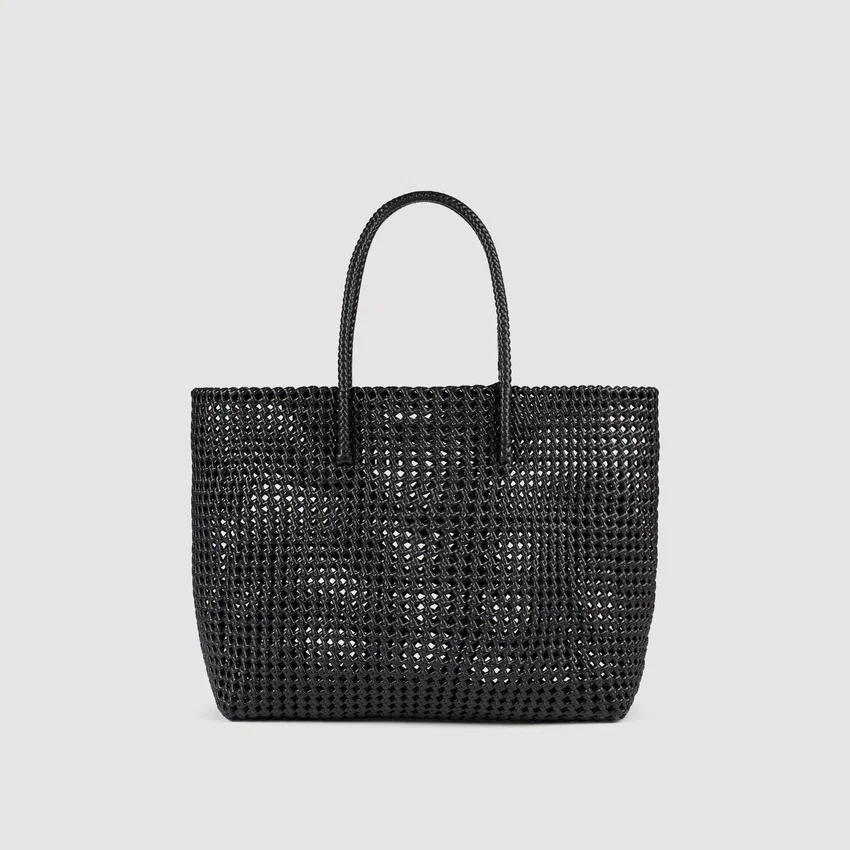Woven tote bag with patch Woven tote bag with patch