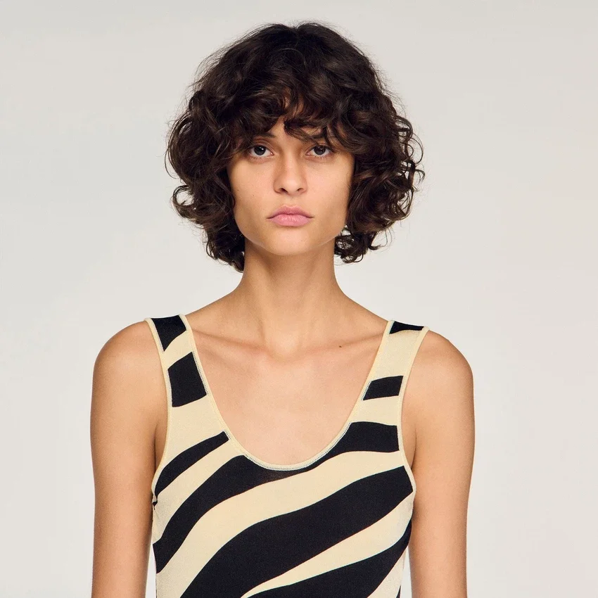 Zebra-print knit bodysuit Zebra-print knit bodysuit