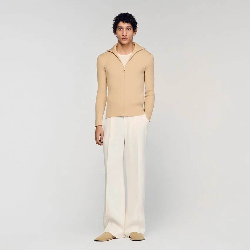 Zip cardigan with standing collar Zip cardigan with standing collar
