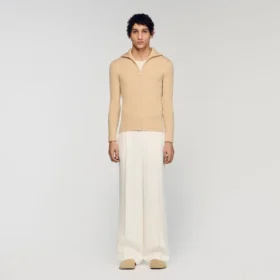 Zip cardigan with standing collar