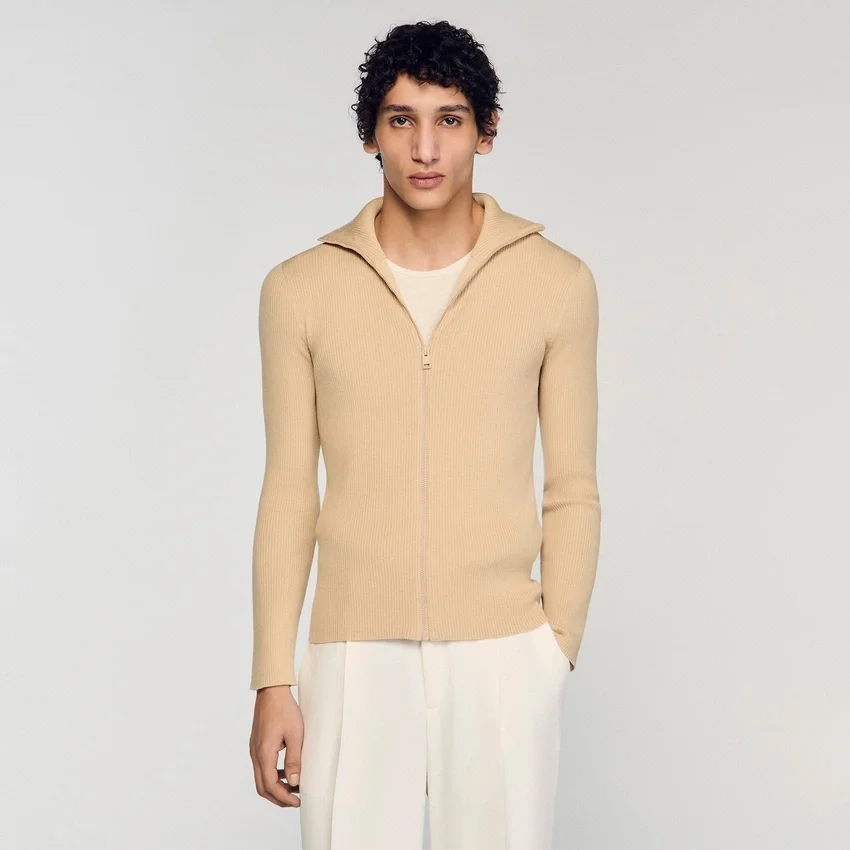 Zip cardigan with standing collar Zip cardigan with standing collar
