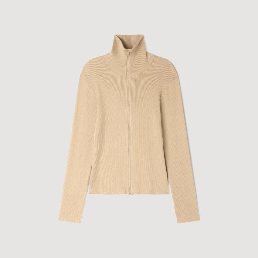 Zip cardigan with standing collar Zip cardigan with standing collar