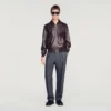 Zip-up leather jacket