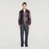 Zip-up leather jacket