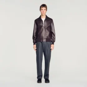 Zip-up leather jacket