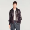 Zip-up leather jacket