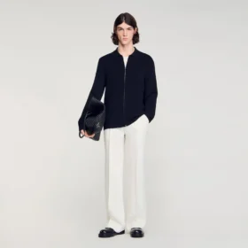Zipped viscose knit cardigan Zipped viscose knit cardigan