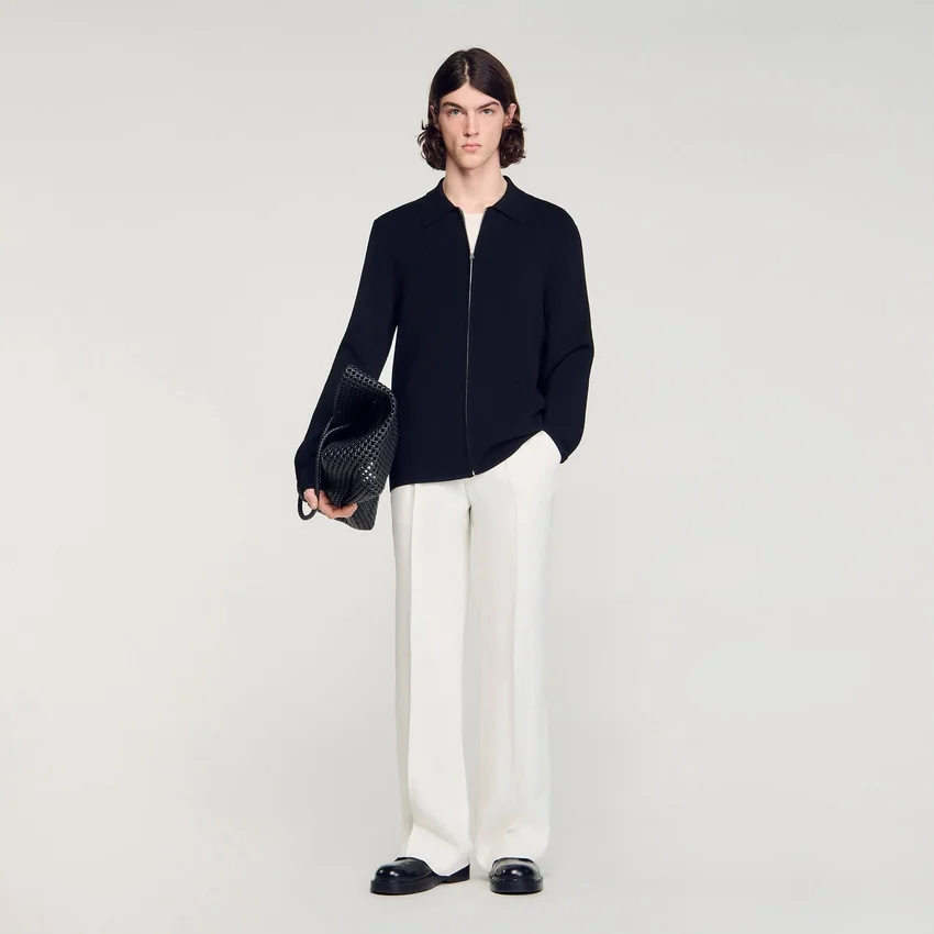 Zipped viscose knit cardigan Zipped viscose knit cardigan