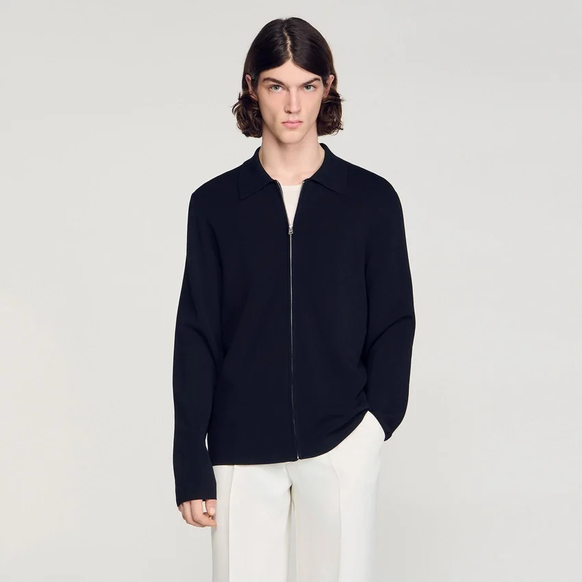 Zipped viscose knit cardigan Zipped viscose knit cardigan