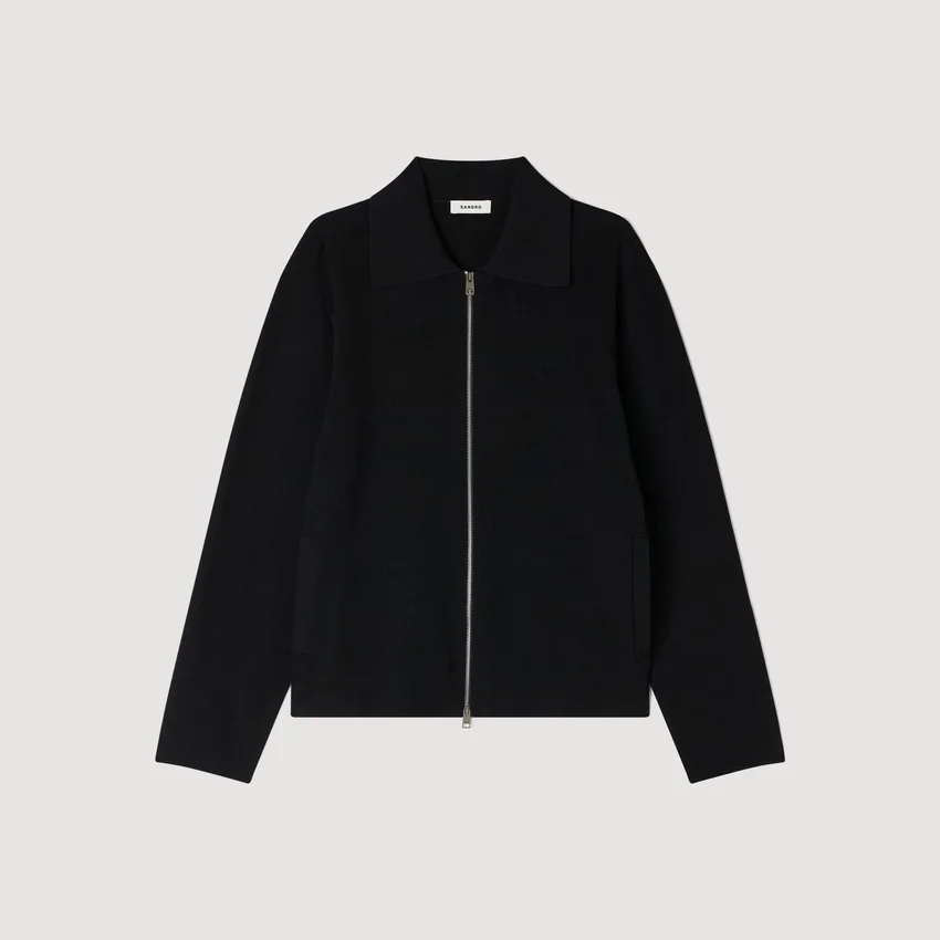 Zipped viscose knit cardigan Zipped viscose knit cardigan